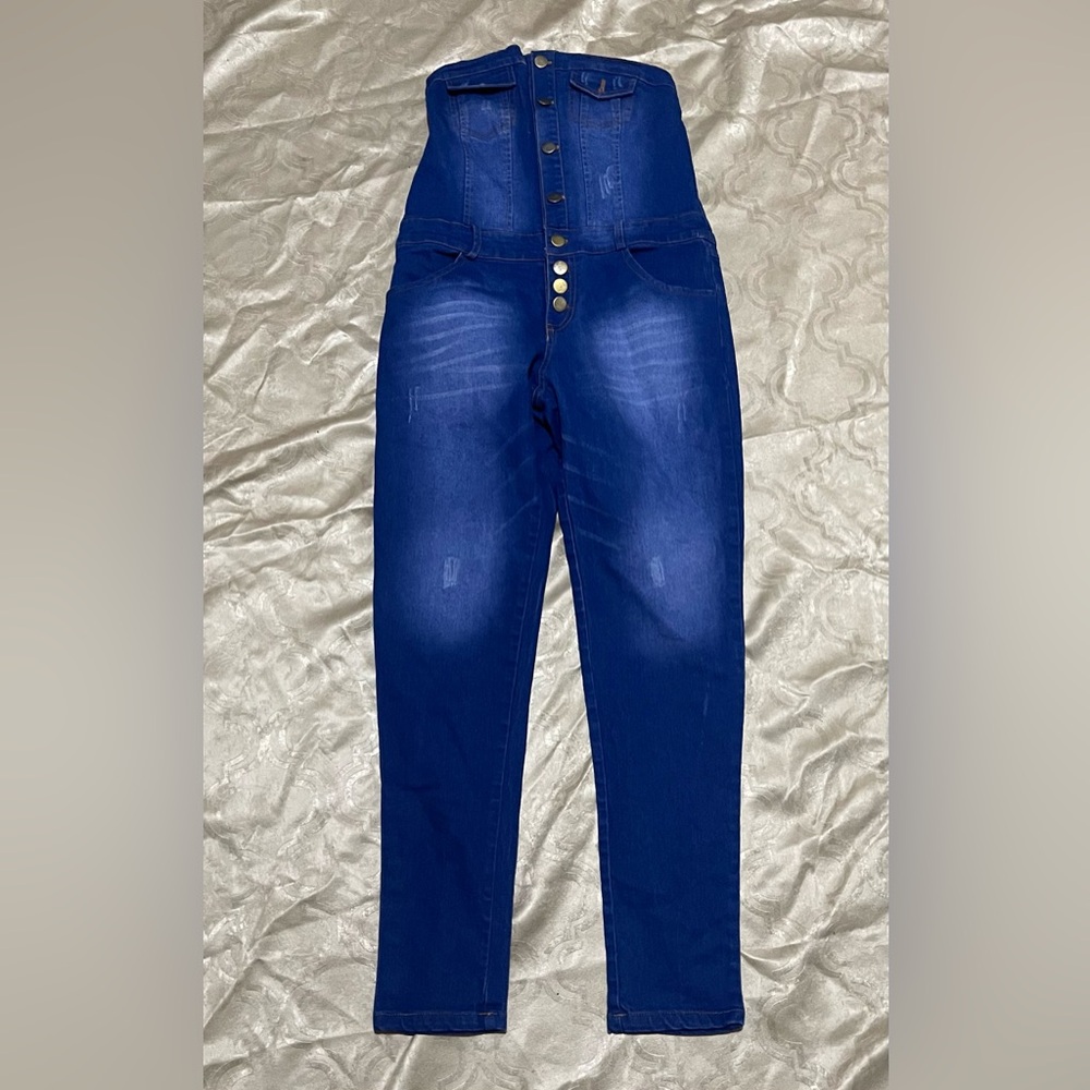 Sleeveless Blue Jean Jumpsuit